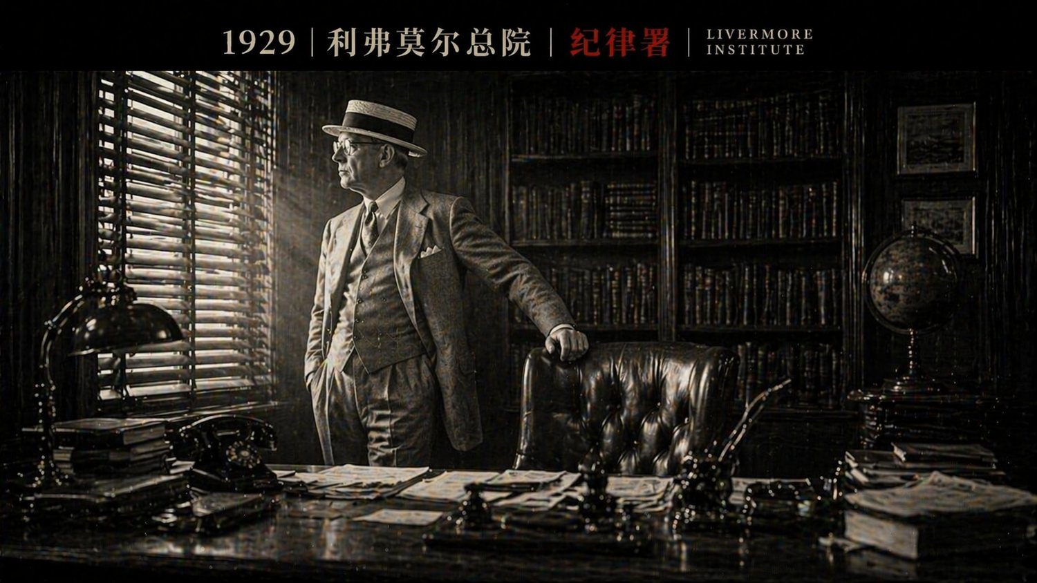 利弗莫尔黑白电影感办公室场景